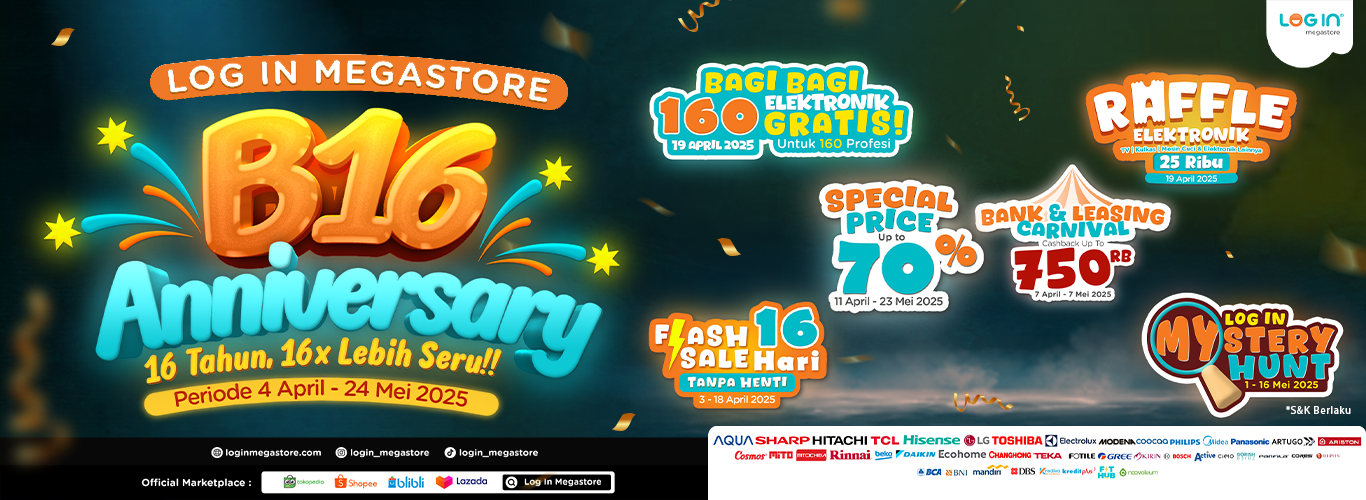 Banner Anniv Log In ke-16 - Login Megastore